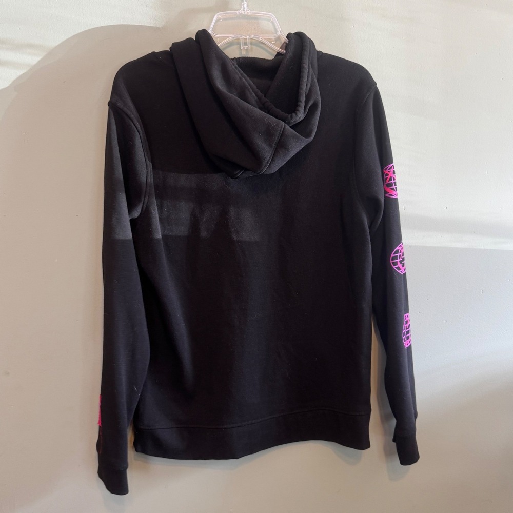 Brooklyn Cloth Womens Trippy World Graphic Sleeve Hoodie Black Pink Medium - Picture 2 of 7